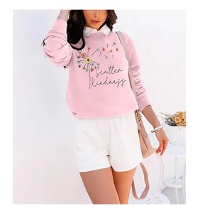 Wholesale Price Luxury Long Sleeve Neck Shoulder Slope Printed Comfortable Casual Women's Cotton Sweatshirt Winter Custom Print - Product Image 2