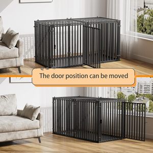 Zware, grote hondenkrat met mat, binnen, metalen hondenkennel, kooi voor middelgrote en grote honden, puppyren met dak - Product Image 3