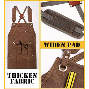 Delantal de Cuero Ajustable para Colgar al Cuello, Delantal Personalizado con Logotipo Impreso, Correas, Bolsillo, Delantal de Cuero para Cocina, Restaurante y Trabajo - Product Image 6