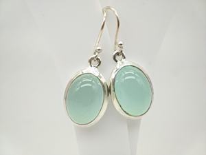 Boucles d'oreilles en cristal de calcédoine aquatique naturelle, faites à la main, en argent sterling 925, bijoux pour femmes, luxe, style bohème, boucles d'oreilles en pierres précieuses de créateur - Product Image 2