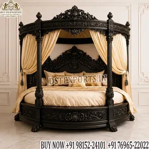 Luxury King Size Round <b>Canopy</b> Bed Emperor's Round <b>Canopy</b> Bed for Princess Luxury Solid Wood Circular <b>Canopy</b> Bed for <b>Master</b> Bed - Product Image 6