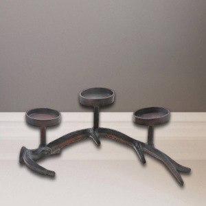 Support de bougies en forme de bois de cerf de Noël avec 3 piliers, en fer, décoration d'intérieur, chandelier en métal durable - Product Image 2