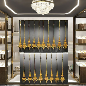 Tikli Maang Tikka en or massif 22 carats, bijou de front en or jaune véritable, accessoire de cheveux de mariée indienne, coiffe de mariage traditionnelle - Product Image 1