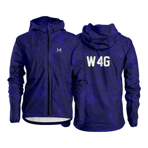 Custom Printed Front Logo Zipper Pattern High Quality Eco Friendly <b>Waterproof</b> Breathable Nylon Coated Hooded Windbreaker <b>Jacket</b> - Product Image 1