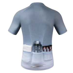 Maillot de cyclisme léger gris clair à manches courtes, respirant, en polyester écologique, haut de sport pour homme, design dégradé de couleur - Product Image 2