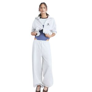 Sudadera con capucha y cremallera transpirable color gris jaspeado para mujer |   Chaqueta con capucha y cremallera completa |   Sudadera informal con capucha de forro polar de manga larga para invierno - Product Image 1