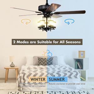 Ventilatore da Soffitto LED Retrattile da 52 Pollici con Luce, Silenzioso, a Basso Profilo, con Paralume in Vetro Antiesplosione per Hotel - Product Image 4