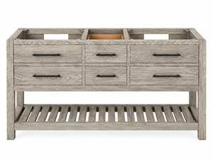 Mueble de Baño Flotante de Madera Sólida, Estilo Moderno y Minimalista, con Doble Lavabo de Piedra Natural, para Proyectos de Hoteles y Villas - Product Image 1