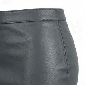 Jupe crayon mini en similicuir pour femme, taille normale, fermeture éclair, couleur unie, style minimaliste, toutes saisons, tissu tissé - Product Image 5