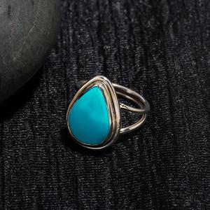 Handmade Wedding Promise <b>Ring</b> for Women Pear Cut Parties Gemstone <b>Rings</b> Turquoise 925 Sterling Silver <b>Boho</b> Statement Gift <b>Ring</b> - Product Image 1