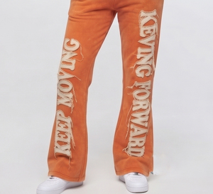 Flared Custom Streetwear Manufacturer Embroidery <b>Vintage</b> Distressed Applique Sweatpants And Hoodie Set <b>Tracksuit</b> For women - Product Image 2