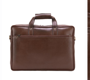 Porte-documents unisexe en cuir véritable, style luxueux, fermeture à rabat, sac souple et durable pour affaires avec doublure en polyester, compatible ordinateur portable, marron - Product Image 3