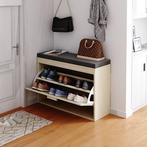 Panca Moderna e Semplice in Rattan per Riporre le Scarpe con Cassetto Ribaltabile e Cuscino - Product Image 2