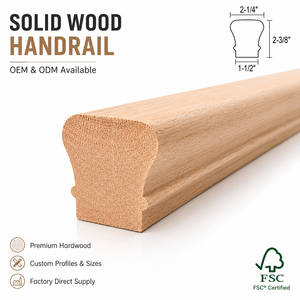 ราวจับบันไดติดผนังไม้เนื้อแข็งแบบดั้งเดิมสำหรับวิลล่า โรงแรม ระเบียงบันได ใช้เพื่อความปลอดภัย ทนทานต่อน้ำและสนิม ได้รับการรับรองมาตรฐาน FSC - Product Image 2