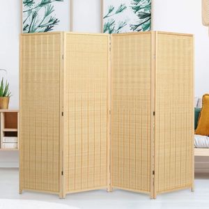 Divisorio Pieghevole Portatile per Stanze, Altezza 6 Piedi, 4 Pannelli, Telaio in Acciaio Moderno, Uso Interno/Esterno - Product Image 1