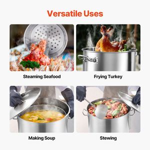 Pentola Grande in Acciaio Inox da 84 Qt con Coperchio a Cestello e Manico - Qualità Commerciale Resistente - Product Image 6