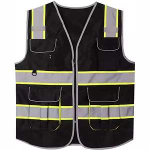 Custom High Visibility Reflective Safety Vests 8 Pockets Zipper Front Modern Unisex Customization <b>Construction</b> Clothing - Product Image 4