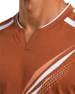 T-shirt de performance marron pour homme, manches courtes, maillot de sport, séchage rapide, respirant, athlétique, entraînement en salle de sport, tee-shirt personnalisé - Product Image 3