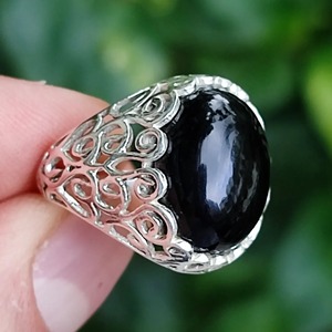 Black Onyx <b>Ring</b> 925 Sterling <b>Silver</b> Handmade Boho <b>Statement</b> Promise <b>Ring</b> for Women Natural Oval Black Onyx <b>Ring</b> July Birthstone - Product Image 3