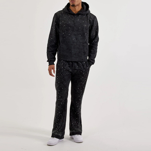 Survêtement léger coupe classique pour homme, coupe-vent, avec strass, en coton épais 100% chaud - Product Image 1