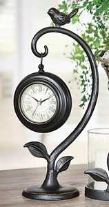 Flower Shaped Table <b>Clock</b> White Petal Design Round Face Black Numbers Ornate Hands Artistic Modern Stand Elegant Contemporary - Product Image 3