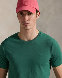 Camiseta de Manga Corta para Hombre, 100% Algodón, Verde Sólido, Corte Holgado, Cuello Redondo, Logotipo Frontal, Transpirable, para Verano - Product Image 4