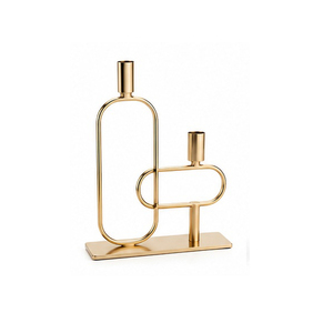 Ensemble de porte-bougies en fer moderne noir avec accents dorés pour la décoration de la maison - Product Image 5
