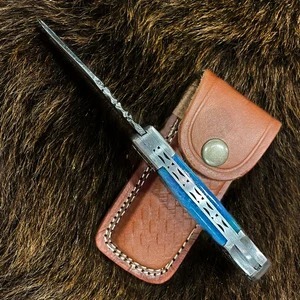 Navaja Plegable Personalizada OEM con Mango Azul, Cuchillo Utilitario EDC con Bloqueo Lineal para Acampar al Aire Libre y Uso Diario - Product Image 3