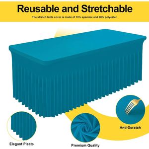 Smiry 6FT Rectangle Waterproof Washable Tablecloth <b>Elastic</b> Spandex Stretch Fitted Cover <b>Skirt</b> for Tables - Product Image 1