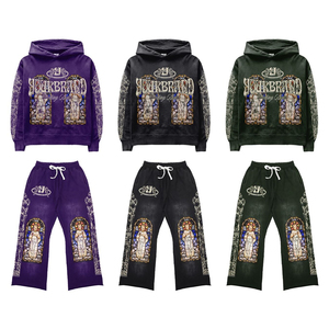 Ensemble de survêtement graphique personnalisé pour homme – Hoodie et pantalon de jogging imprimés, style streetwear vintage, OEM ODM Marque Privée - Product Image 1