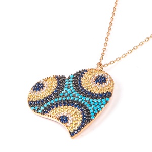 Collares de Plata de Ley 925 Turca con Cuentas de Circonio en Forma de Corazón - Product Image 2