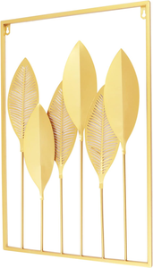 Premium Handmade Metal <b>Leaf</b> <b>Wall</b> <b>Decor</b> Nordic Style Framed <b>Wall</b> Hanging for Luxury Home Interior Decoration - Product Image 5