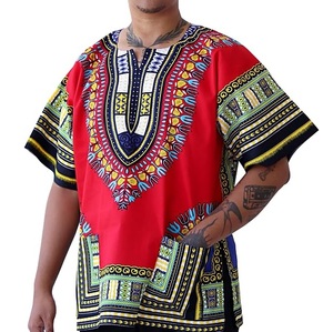 Camisa Dashiki Africana Transpirable con Cuello en V y Manga Corta, Patrón Tribal Cultural y Urbano, Camisas Dashiki Africanas para Festivales - Product Image 2
