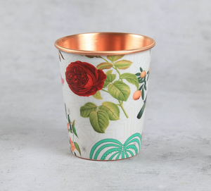 Vaso de Cobre Estilo Oriental con Patrón Esmaltado de Pájaros y Frutas, Resistente al Calor, para Uso en Fiestas y en el Hogar - Product Image 3