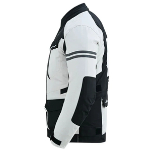 เสื้อแจ็คเก็ตมอเตอร์ไซค์แขนยาวกันลมสำหรับผู้ชาย สีดำขาวตัดกัน ใส่ได้ทุกฤดู ผลิตจากผ้า รุ่นปี 2026 - Product Image 3