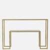 Juego de mesas de consola apilables Bridgeview Gold Metal – Mesas de entrada minimalistas con espejo - Product Image 3