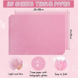 135 Sheets 20 X 14 Inch <b>Black</b> Glitter Tissue Paper Sparkle Gift <b>Wrap</b> for DIY Crafts and Projects for Bulk Gift Bags - Product Image 2