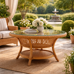 Table de repas d'extérieur en rotin durable, légère et minimaliste - Confortable et écologique pour une utilisation à la ferme et au parc - Product Image 3