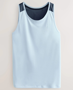 Débardeur Homme Bleu Clair Sans Manches Col Rond Séchage Rapide en Polyester Tricoté Couleur Unie Sportif Vêtement d'Entraînement Haute Qualité Promotion 2026 - Product Image 1