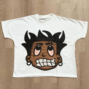 Camiseta Corta de Cuello Redondo 100% Algodón para Hombre, Estilo Vintage, Estampado Gráfico, Impresión DTG, Lavado Ácido - Product Image 1