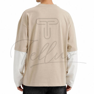 <b>Top</b> Selling Custom Men's Sporty Front Logo Quick Dry Breathable Cotton Blend Double <b>Layer</b> Long Sleeve Tee Shirts OEM - Product Image 3