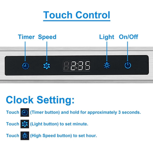 Campana extractora de cocina bajo gabinete de 30 pulgadas, 600 CFM, de acero inoxidable, con panel táctil de 3 velocidades - Product Image 3