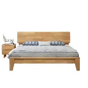 Modern minimalist Nordic solid wood bed carved teak wood baby swing cradle bed