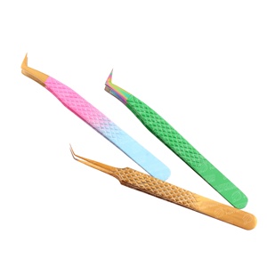 Ensemble de pincettes d'extension de cils pince à épiler colorée en acier inoxydable avec outil de levage outil de soin de beauté d'emballage personnalisé - Product Image 4