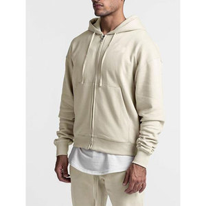 เสื้อฮู้ดซิปแบบสั่งทำพิเศษ ผ้าฝ้าย 100% สำหรับผู้ชายและผู้หญิง ไซส์พลัส ทรงบ็อกซี่ ไหล่ตก ตัดสั้น หนา เหมาะสำหรับฤดูหนาว - Product Image 1