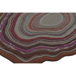 Alfombra Moderna de Lana Orgánica Hecha a Mano con Diseño Abstracto de Rodajas de Ágata, Alfombra Colorida con Diseño Geodésico y Mineral Topográfico - Product Image 1