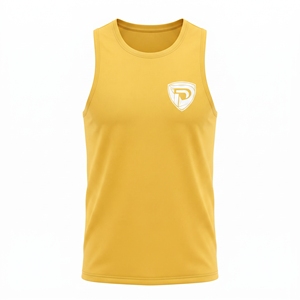 Men's <b>Yellow</b> Sleeveless <b>Tank</b> <b>Top</b> O-Neck Solid Color Breathable Polyester/Cotton Casual Wear 220g - Product Image 1