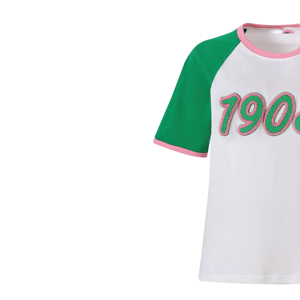 Camiseta Blanca y Verde con Mangas Raglán, Estampado Flock 1908, Cuello Redondo, Corte Regular, Camiseta Casual de Jersey para Hombre - Product Image 2