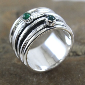 925 Sterling Silver <b>Black</b> Onyx Rose Gold Plated Spinner Ring Handmade Wide Band Meditation Fidget Ring for Women & <b>Men</b> - Product Image 2