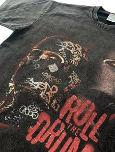 T-shirts pour hommes personnalisés, style streetwear, avec strass, design vintage, effet délavé, coutures réversibles, impression graphique DTG, effet usé - Product Image 3